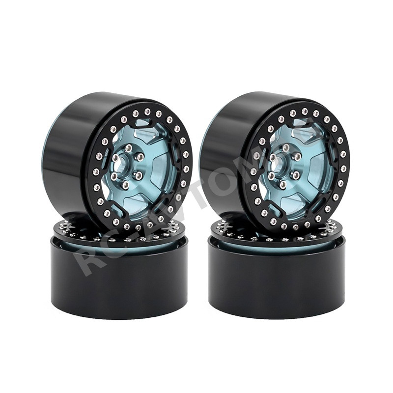 Диски бедлоки RC-Avtomag (#AV-221810BL) Металлические колёсные диски 2.2″, универсальные, для RC‑краулеров 1/8 и 1/10
