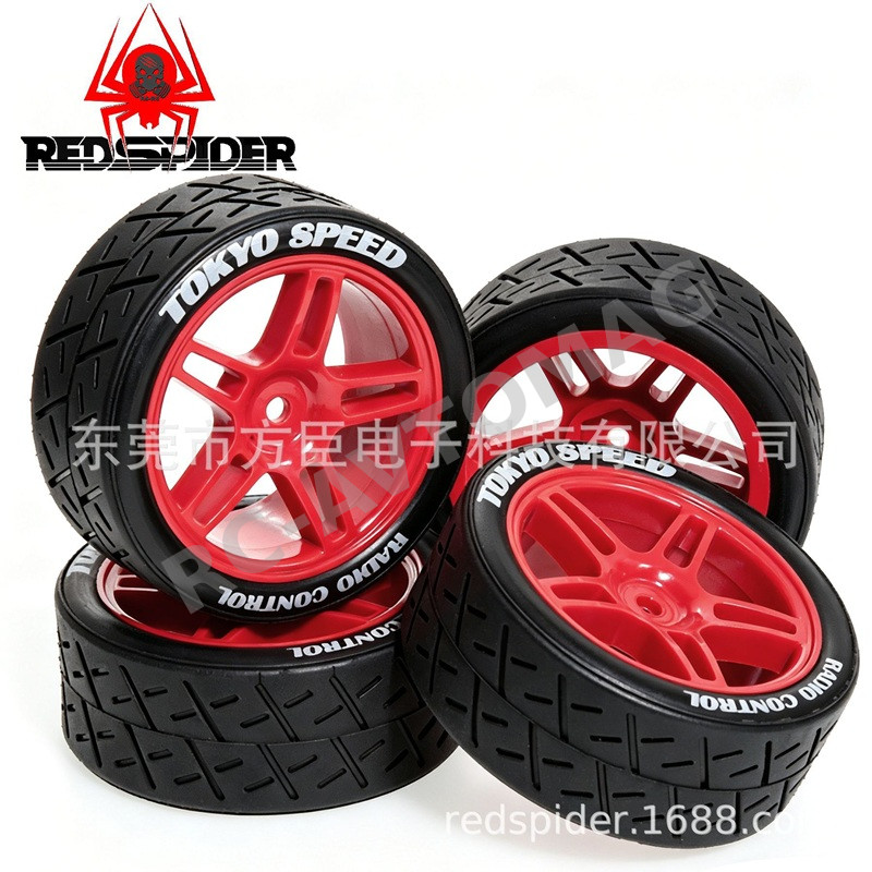 Колеса шоссейные Red Spider (#R559RED) для RC моделей в масштабе 1/10 Tamiya TT‑01, TT‑02, XV‑02 и Koushou FW06 Unlimited