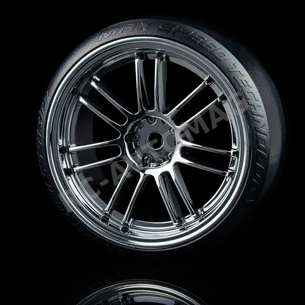 Колеса MST (#103020S) Silver arc tire w/ 7 spoke 2 rib wheels offset(+3)CS-R (4P)