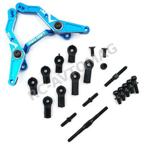 Рейка рулевая Yeah Racing (#TATT-014BU) Aluminum RWD Large Angle Steering Rack for Tamiya TT02 RWD Blue
