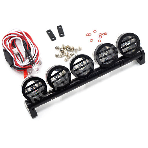 Сонары Yeah Racing (#YA-0370BK) 1/10 Aluminum Roof 5 White LED Light Set Black For RC Truck Crawler
