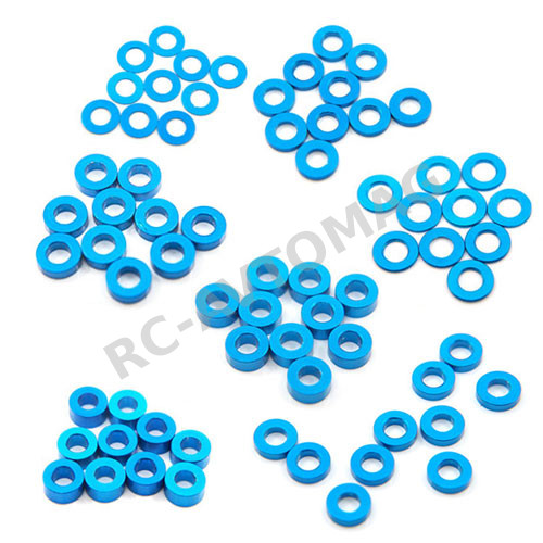 Шайба плоская Yeah Racing (#YA-0390LB) Aluminum M3 Flat Washer 0.25 / 0.5 / 1 / 1.5 / 2 / 2.5 / 3mm 10pcs Set Blue YA-0390LB